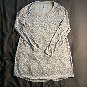 Long Sleeve Leopard Print Pajama Dress